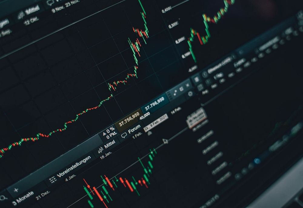 Analytics dashboard with charts on screen